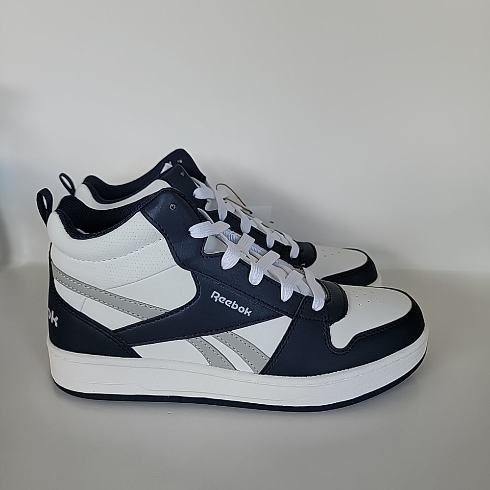 Reebok Royal Prime Mid 2.0 Kids Size 5 Color White/grey/navy - Picture 2 of 12